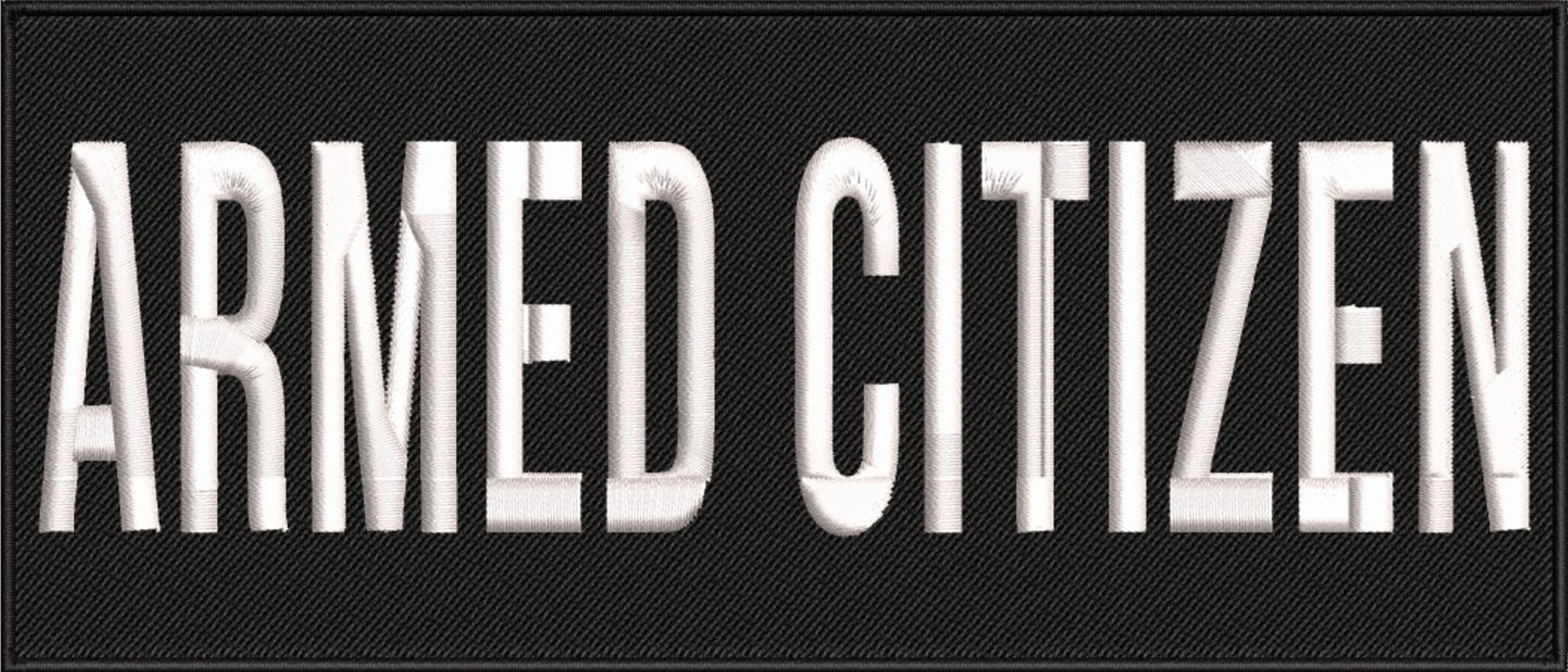 Black Embroidered "Armed Citizen"® Patch with Hook & Loop Backing