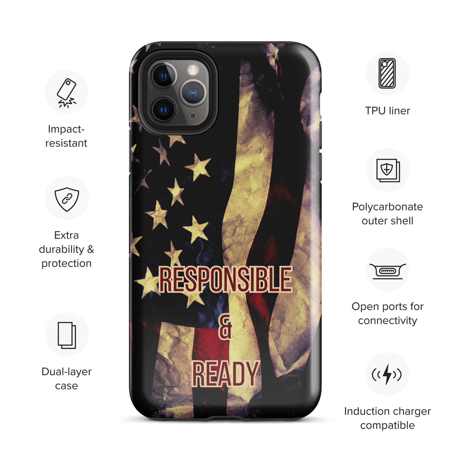 Armed Citizen™ Dark American Flag Tough case for iPhone®