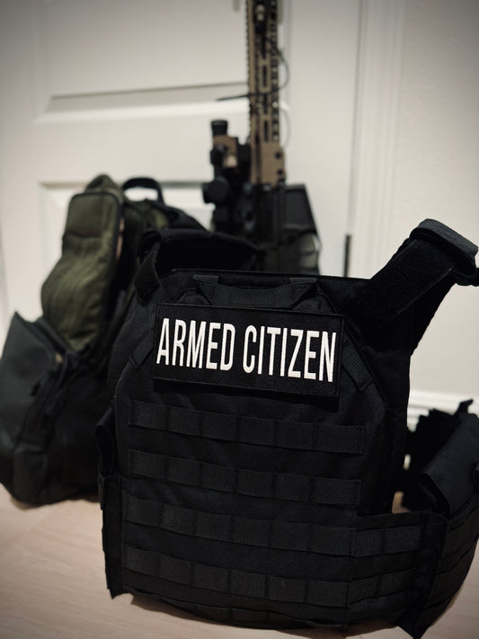 Black Embroidered "Armed Citizen" Patch with Hook & Loop Backing