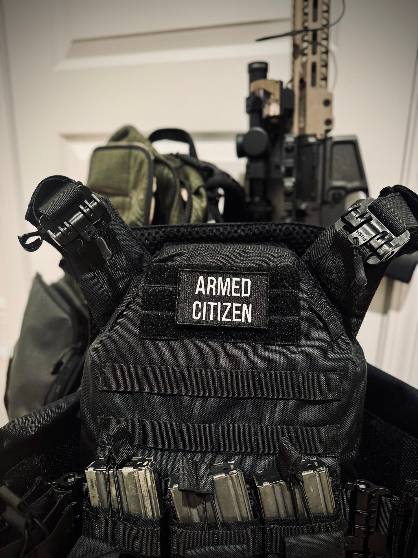 Black Embroidered "Armed Citizen" Patch with Hook & Loop Backing