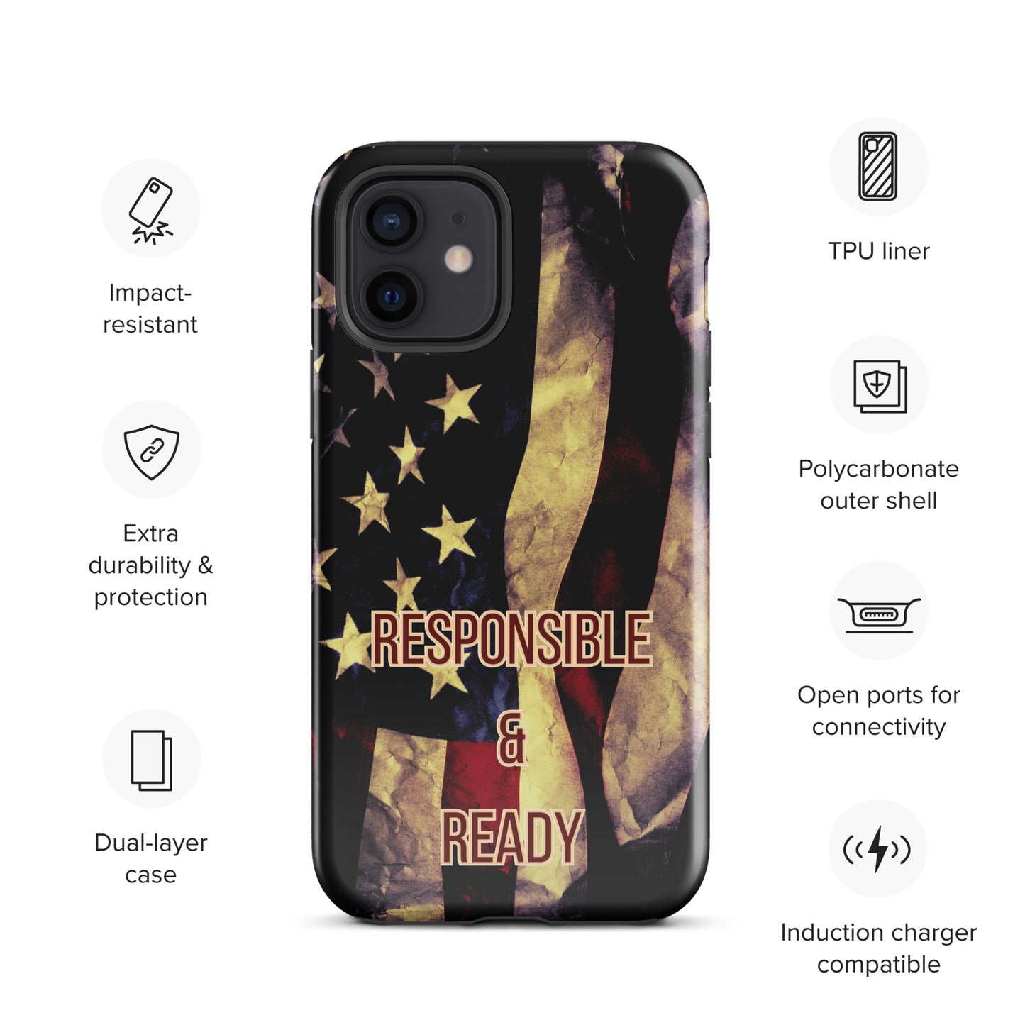 Armed Citizen™ Dark American Flag Tough case for iPhone®