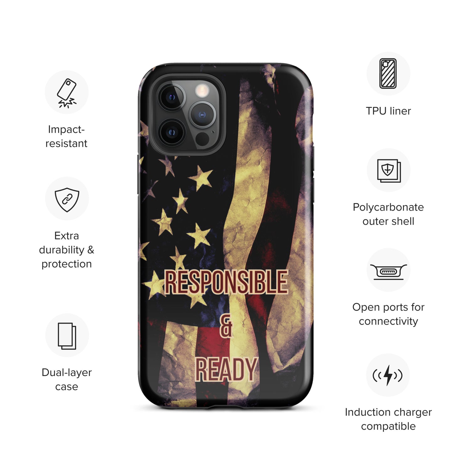 Armed Citizen™ Dark American Flag Tough case for iPhone®