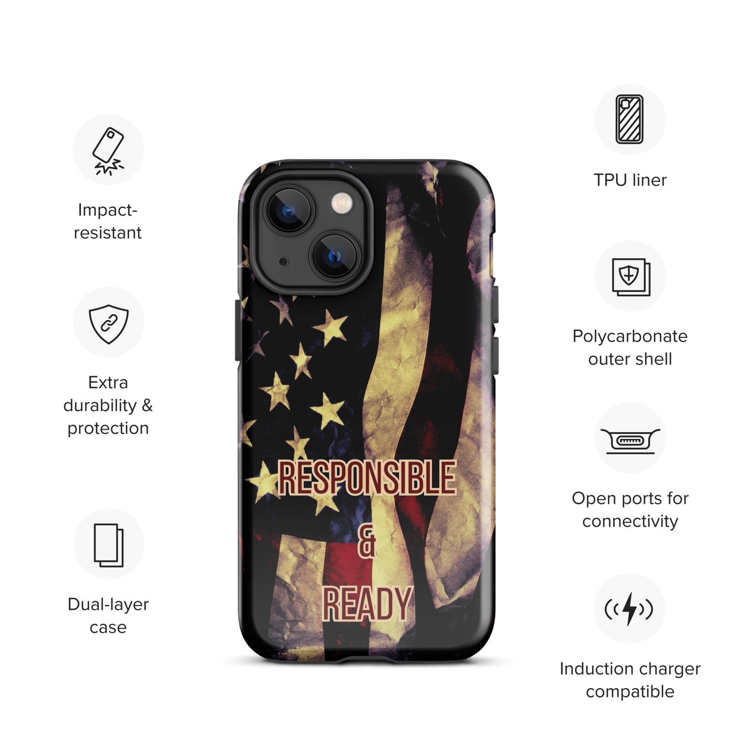 Armed Citizen™ Dark American Flag Tough case for iPhone®