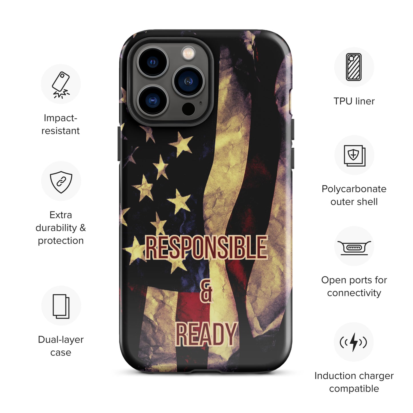 Armed Citizen™ Dark American Flag Tough case for iPhone®