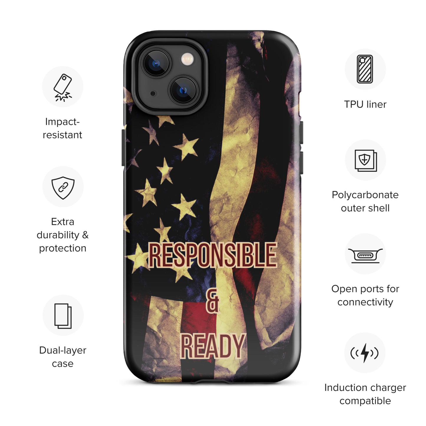 Armed Citizen™ Dark American Flag Tough case for iPhone®