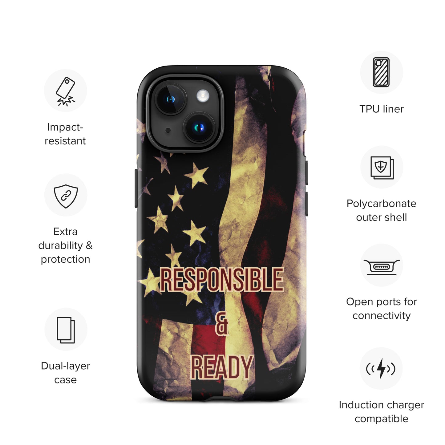 Armed Citizen™ Dark American Flag Tough case for iPhone®